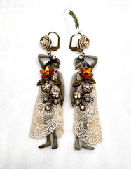 Lovely Michal Negrin Crystal Fabric Earrings #643#
