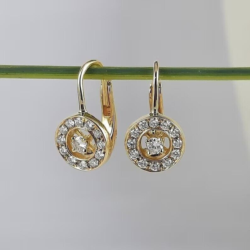 925 Silver Round Cut Simulated Diamond Drop Earrings In 14k Yellow Gold Plated