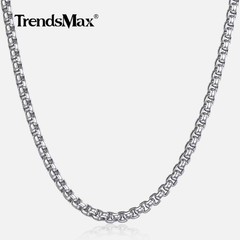 USA 1.5/2/3/4mm Round Box Chain Necklace Stainless Steel Link Men Women 18-28″
