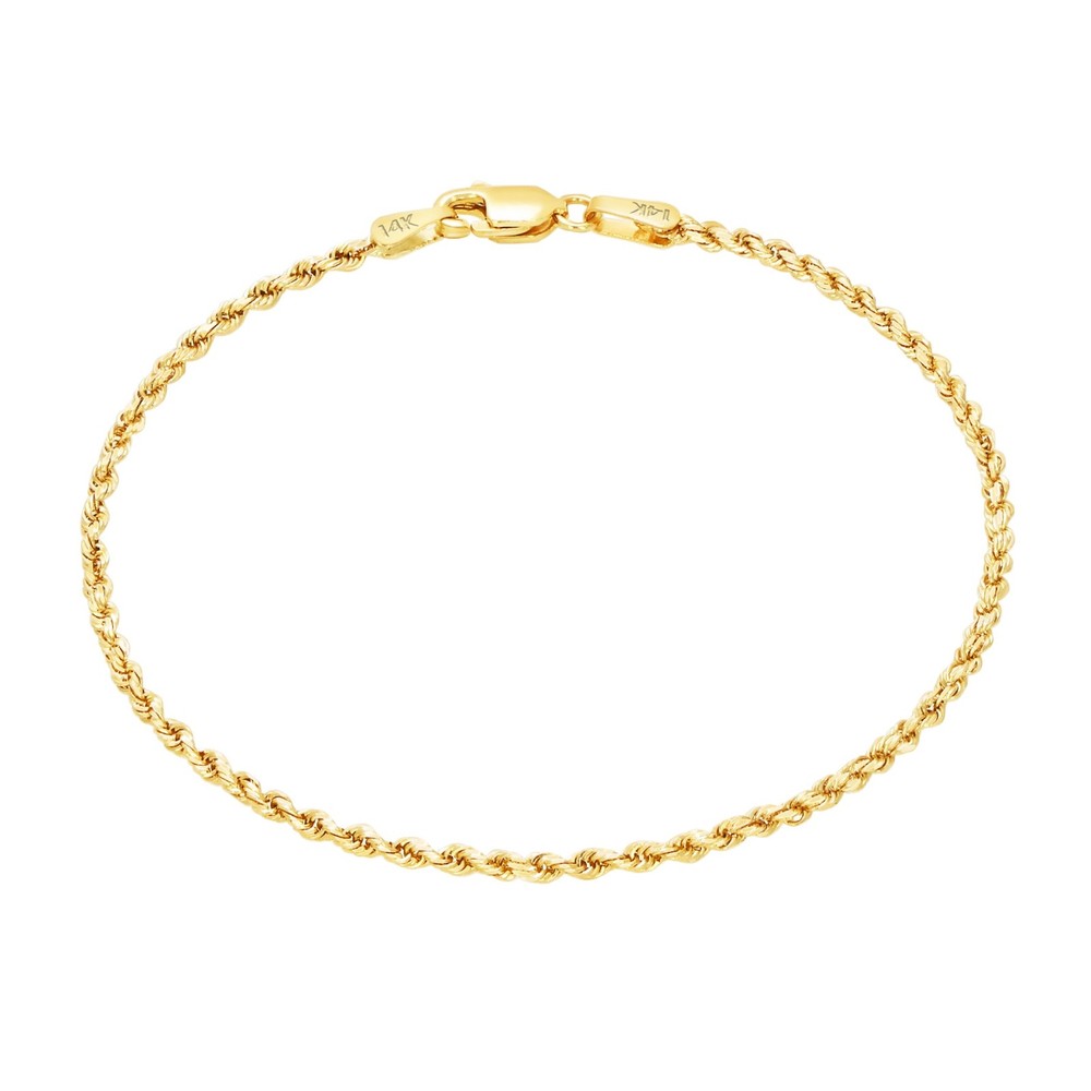 14K Yellow Gold 1.5mm-10mm Solid Diamond Cut Rope Chain Bracelet 7″ 7.5″ 8″ 9″
