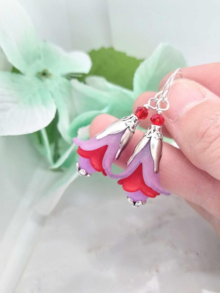 Ladies Handmade Flower Dangle Earrings, Bridal Floral Earrings, Rose Jewelry