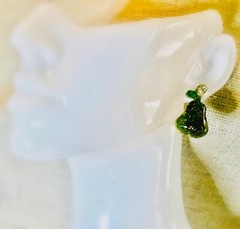 Glitter Fruit Earrings Set, Resin Apple Pear Cherry Studs, Cute Handmade Jewelry