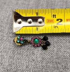 Vintage Sorrelli Crystal Dangle Drop Earrings Purple Black Teal.