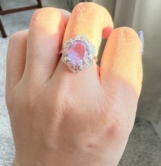 925sterling silver Lavender Milky Amethyst Ring 9*11mm Adjustable Christmas Gift