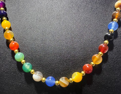 Multi-Colored Agate Natural Gemstone Beaded Necklaces & Bracelets 19.5″ 17.5″ +