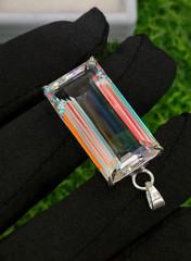 Natural Certified 55 Ct Mystic Silver Solid Pendant 925 Emerald Loose Gemstone