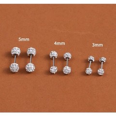 Sparkly CZ Ball Stud Earrings Screw Back Cartilage Helix Earrings for Women