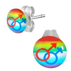 Pride Shack – Bisexual Pansexual Pride Earrings – Male Female Stud (Rainbow)