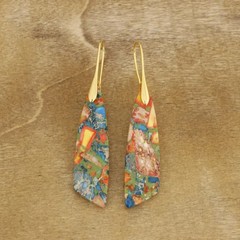 Natural Jasper Stone Teardrop Dangle Earrings Chakra Gemstone Drop Earring Gift