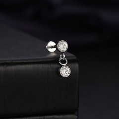 1/2Pcs Stainless Steel Threaded Stud Earrings CZ Dangle Helix Conch Piercings