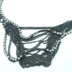 LANVIN COLLECTION Necklace Black and Gray Crystal Rhinestones