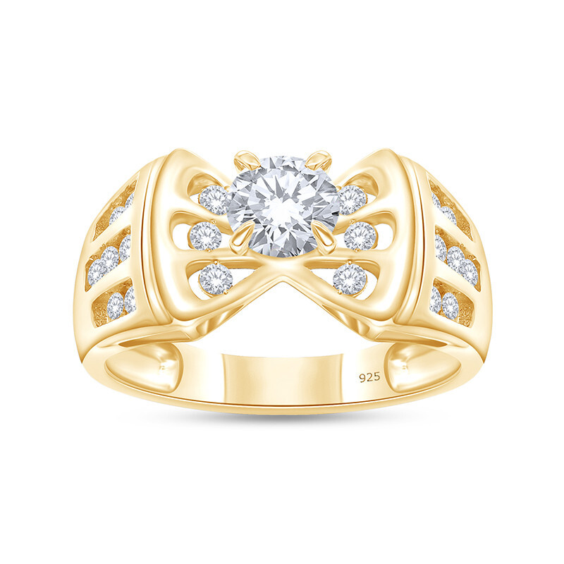 Simulated Diamond Solitaire Promise Ring 14k Yellow Gold Plated Sterlg Silver