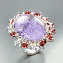 Handmade 32 ct+ Natural Charoite Ring 925 Sterling Silver Size 7 /R469440