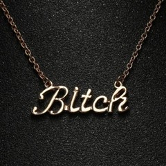 NEW Bitch Letters Pendant Charm Gold Silver Necklace Chain Women Punk Jewelry