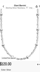 Sterling Silver Necklace 30” in Long