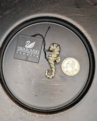 Swarovski Signed Seahorse Brooch Pin Gold Tone Pavé Clear Crystal Sea Life