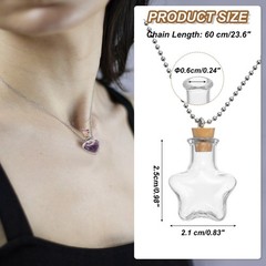25mm Vial Necklace with Cork Stoppers Black Velvet Bag, Star Shaped, Clear