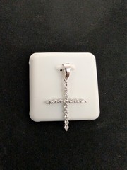 Solid 925 Silver VVS1 D Color Moissanite Skinny Single Row Tennis Cross Pendant