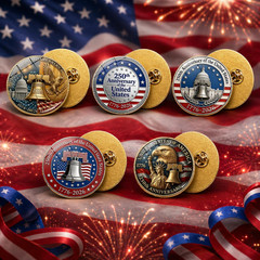 250 Years of Freedom American Enamel Lapel Pins Bulk, 10 Large, Multicolor