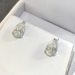 Pear Cut Moissanite Stud Earrings Certified VVS1 – 925 Silver or 14K Gold