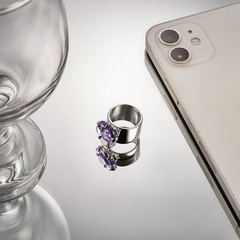 Baccarat ‘B Flower’ Ring Amethyst Crystal Size 6.5 2803716