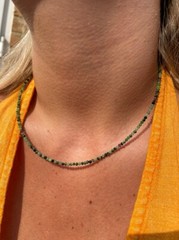 Dainty Ruby Zoisite Faceted Rondelle Gemstone Beads Men & Women Necklaces 18”