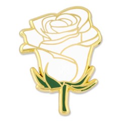 PinMart’s White Rose Flower Boutineer Trendy Enamel Lapel Pin