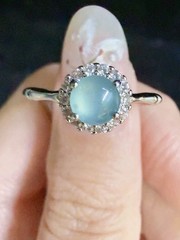Natural sky blue jadeite ring 5mm
