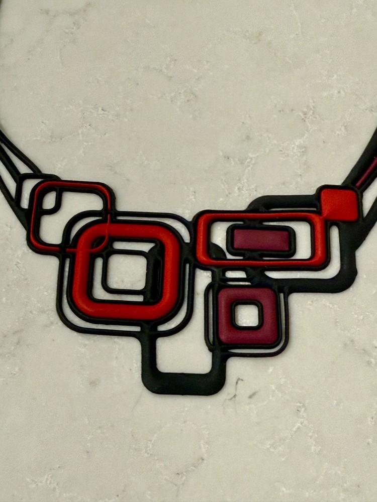 Geometric Necklace France MOD Statement Red Black Pink Batucada