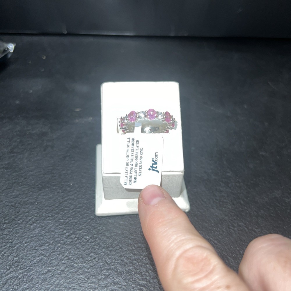 Bella Luce 4.42CWT Oval Round Pink And White Diamond Simulants Ring