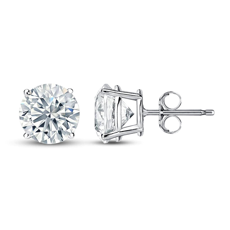 14K White Gold Cubic Zirconia Stud Earrings Basket Setting RD5.0 – 8.0mm