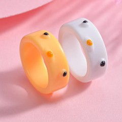 Resin Acrylic Colorful Geometric Rings Women Thin Round Modern Wedding Jewelry