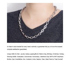 Solid 925 Sterling Silver 9MM Oval Link Chain Two Locks Necklace for Men & Women