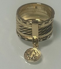 14k Gold Pleated 7 Days San Benito Semanario Ring Size 7, Anillo Semanario