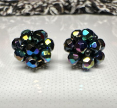 Western Germany Signed Multicolor Simulated Crystal Flower Cluster Clip-On
