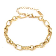 5pcs Bracelets Stainless Steel Link Chain Connector Blank Oval Golden for Women