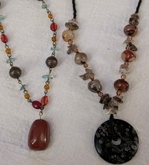 Mixed Demi Precious Gemstones Beaded Necklaces Lot Of 2 – Agate Obsidian Jasper