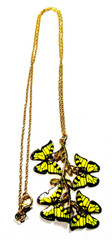 Gold Tone Yellow & Black Butterflies On Branch 20″ Necklace – NWOT (#3158)