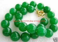 Beautiful Natural 8mm 10mm 12mm Green Jade Round Beads Necklace 18-36″ AAA