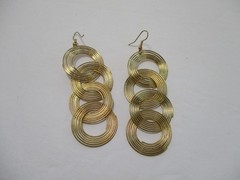Dangle Earrings 3.5in Pierced Gold Tone Metal Lightweight Hook Egyptian Revival