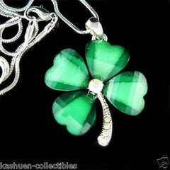 Irish 4 Leaf CLOVER made with Swarovski Crystal St Patricks Day Necklace Jewelry