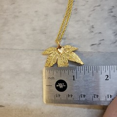 24K Gold Plated Dipped Japanese Maple Real Leaf Necklace Nature Country Jewelry