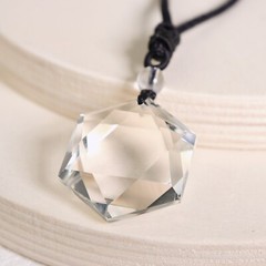 Clear Quartz Hexagram Shaped Pendant Healing Resizable Necklace for Women Men