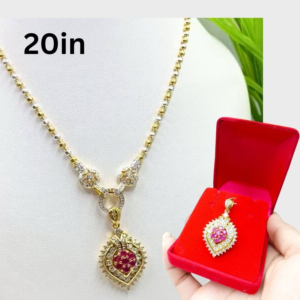 22K 23K 24K Thai Yellow Gold Plated Necklace Pendant Women Girl Jewelry 20 in