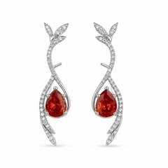 Pear Cut Natural Garnet Earrings 925 Sterling Silver Push Back Earrings
