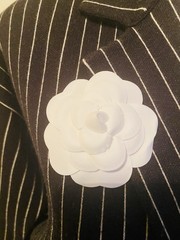 Beautiful handmade silk classic white camellia flower Brooch