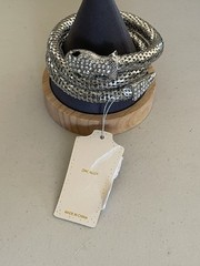 EYE CANDY LA SILVER TONE MESH COILED SNAKE BRACELET ZINK ALLOY CRYSTALS