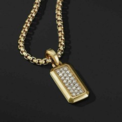 2 Ct Round Cut Simulated Diamond Unisex Pendant Dog Tag 14K Yellow Gold Plated