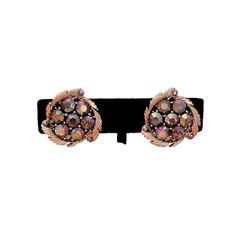 Earrings Vintage LISNER Signed Screw Backs. Rhinestone AB Silver Toned
