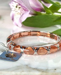 ANGELIQUE DE PARIS STERLING SILVER THIN BAMBOO RESIN BRACELET PEACH NEW W/ TAGS